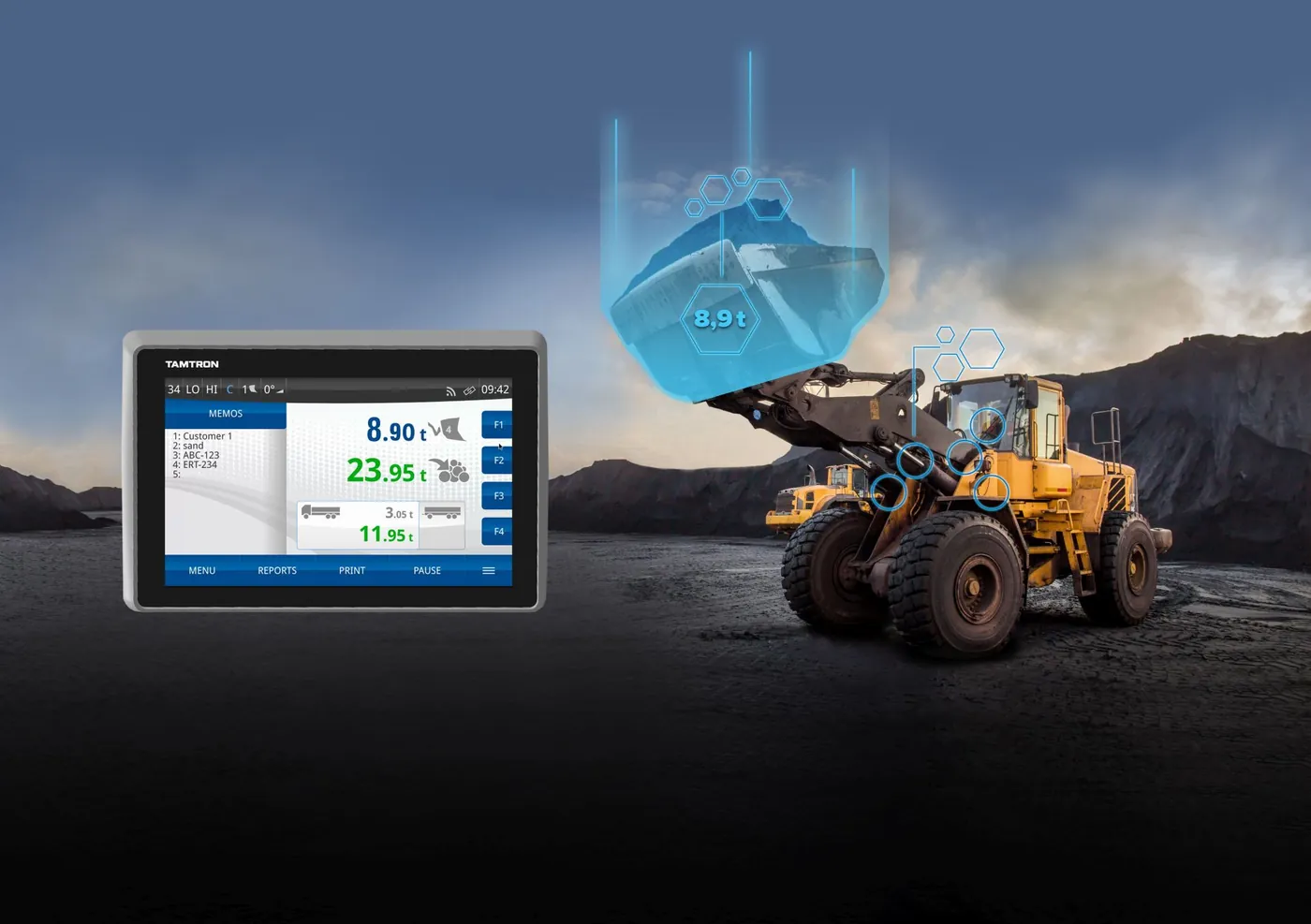 Tamtron Radladerwaage mit 7-Zoll-Touchscreen im Fahrerhaus